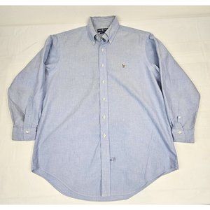 Ralph‎ Lauren Mens Shirt 16 1/2-33 Button Down Blue 100% Cotton Long Sleeve
